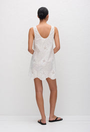 Broderie Tank Mini Dress - White - Matteau
